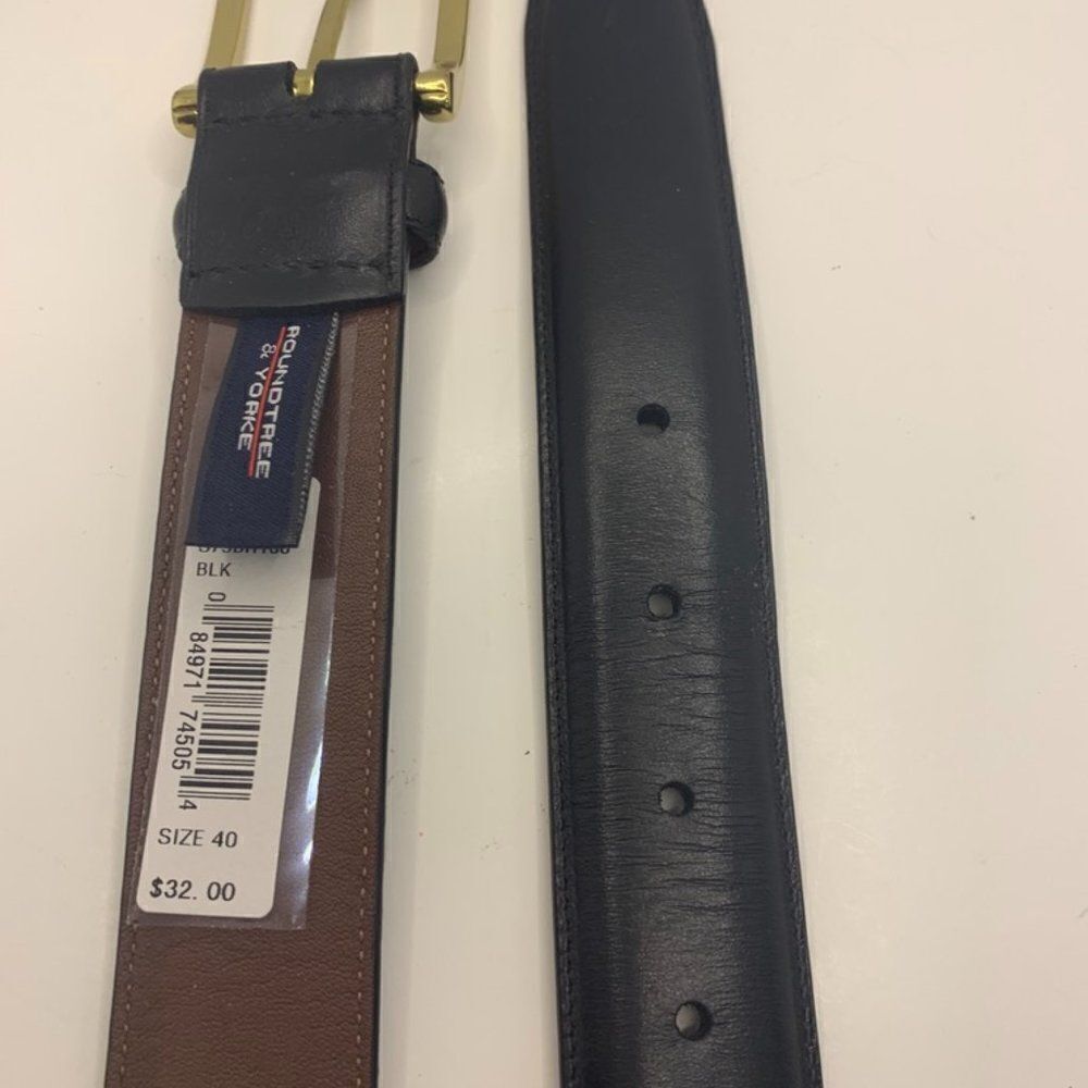 Roundtree & Yorke Black Leather Belt